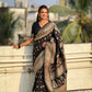 Black Pashmina Silk Wevon Kashmiri Meenakari Designer Saree with Unstitched Blouse - Vandini