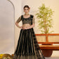 Aastha Fashion Black Butterfly Net Zari Work And Cotton Thread Work And Sequence Work Embroidery Wedding Wear Lehenga Choli