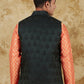 Bluesaanchi Men's Jacquard Orange Waistcoat | Swadesiicart