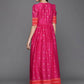 Ahalyaa Women's Pink Chanderi Gold Foil Print Dress | Swadesiicart