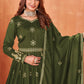 Mehndi Green Festive Embroidered Art Silk Anarkali Suit - Emponline | Swadesiicart