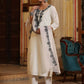 Juniper Women's White Chinnon Solid Embroidered Kurta Set | Swadesiicart