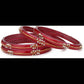 Afast Bridal Wedding & Party Fashionable Colorful Glass Bangle/Kada Set, Pack Of 4 - Red - Afast Enterprises