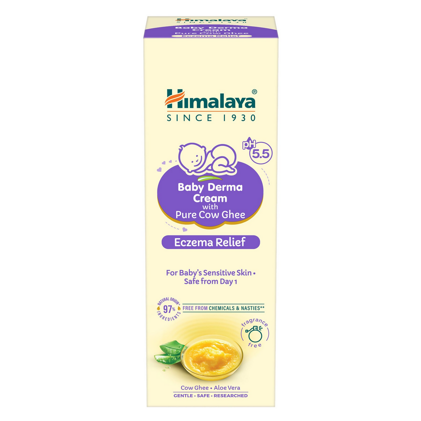 Himalaya Baby Derma Cream with Pure Cow Ghee | Ayurvedic Moisturizer for Dry & Sensitive Baby Skin - Swadesiicart