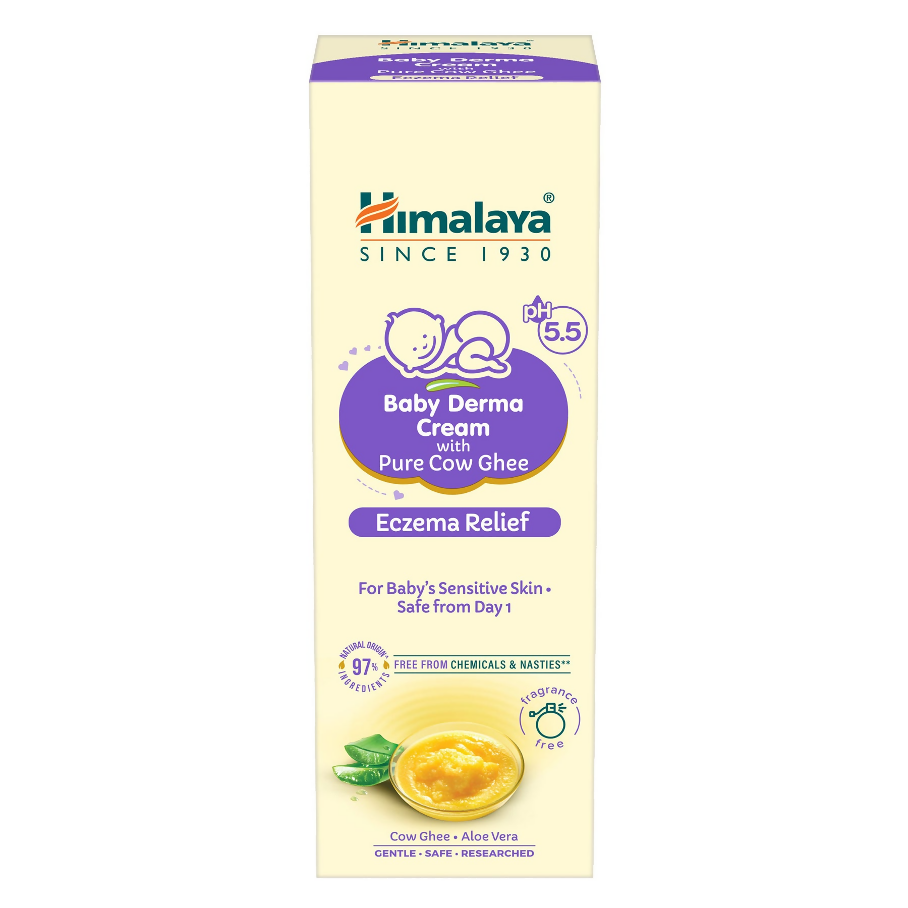 Himalaya Baby Derma Cream with Pure Cow Ghee | Ayurvedic Moisturizer for Dry & Sensitive Baby Skin - Swadesiicart