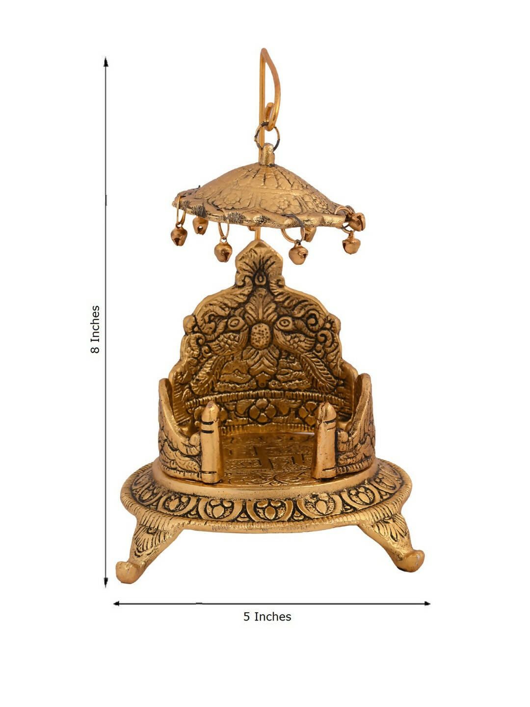 CraftVatika Gold-Polished Ladoo Gopal Singhasan/Pooja Chowki Showpiece | Swadesiicart