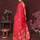 Joban Fashion Reddish-Pink Floral Motifs Banarasi Silk Sarees | Swadesiicart