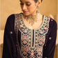 Anaita Dark Wine Embroidered with beads Velvet Stitched Plazo Suit