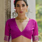 Vishnu Weaves Women's Pink Raw Silk Thread Ikkat Woven Saree with Blouse - Swadesiicart