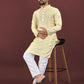 Anaita Yellow Embroidered Silk Straight Kurta