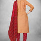 Beige Cotton Printed Unstitched Dress Material - Amara
