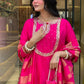 The52 Rani Women's Gorgeous Embroidered Work Chanderi Fabric Flared Kurta Pant and Dupatta Set - Swadesiicart