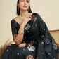 Vishnu Weaves Women's Black Banarasi Silk Zari Woven Saree with Blouse - Swadesiicart
