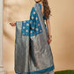 Shree Shyam Fashion Teal Blue Silk Blend Saree