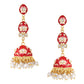 NVR Women Gold-Polished Red Kundan Jhumkas Earrings | Swadesiicart