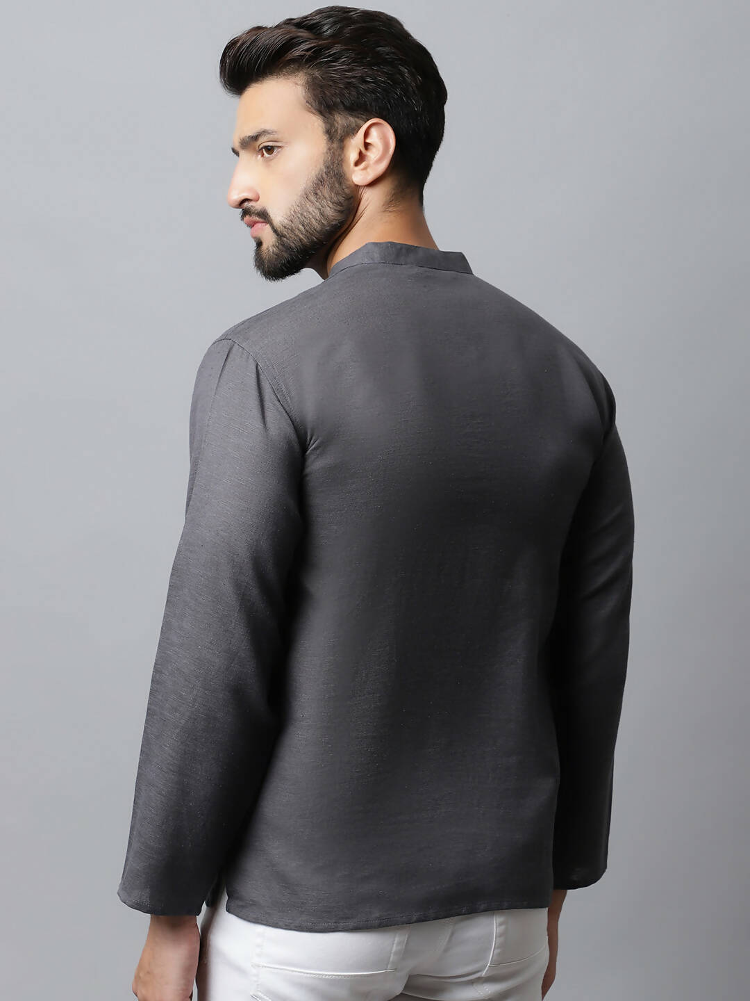 Even Apparels Grey Color Pure Cotton Men's Kurta With Side Placket (SLD1202) | Swadesiicart