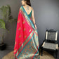 Joban Fashion Hot Pink Banarasi Soft Silk Peacock Butta Work Saree | Swadesiicart