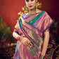 Vishnu Weaves Women's Rama Paithani Silk Saree with Blouse - Swadesiicart