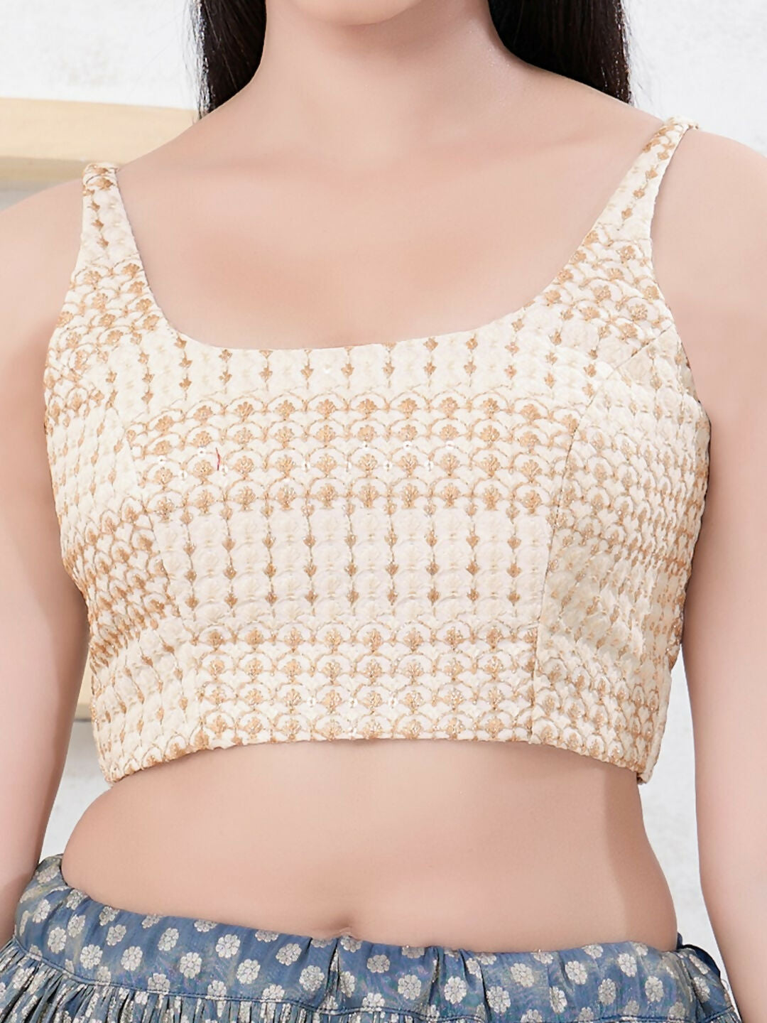 Joban Fashion Gold Shift Sleeveless Back Open Blouse - Swadesiicart