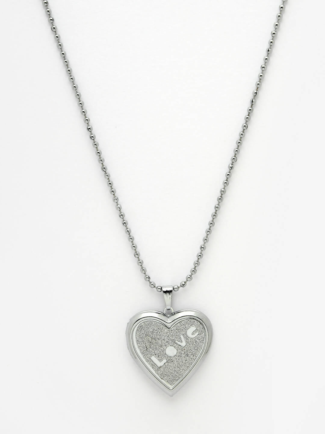 NVR Men Silver Plated Heart Shaped Pendent With Picture Frame And Chain | Swadesiicart