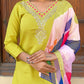 Partywear Designer Viscose Lemon Stitched Suit With Dupatta - Tanisha | Swadesiicart