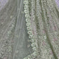 Jyoti Fashion Women's Pista Green Bridal Net Fancy Dori, Multi Thread, Hand Mirror and Diamond Work Wedding Lehenga Choli | Swadesiicart
