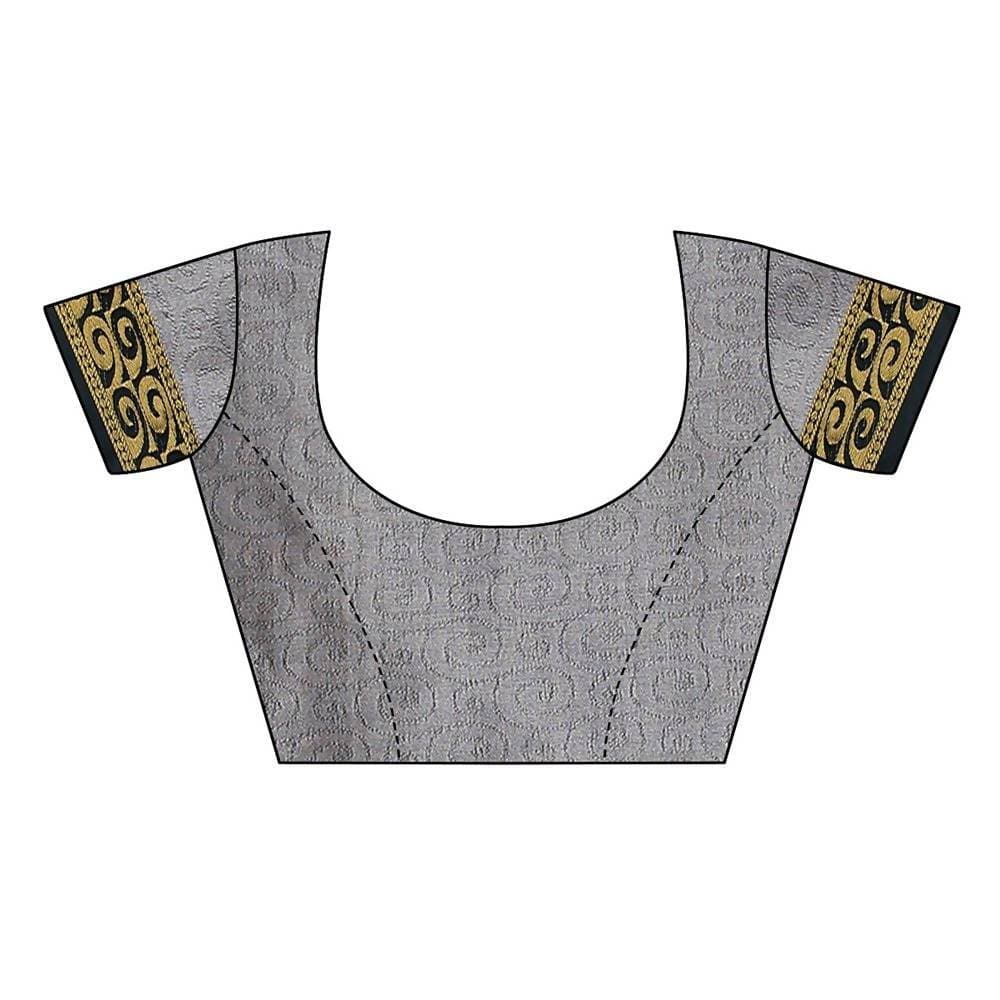 Vamika Banarasi Jacquard Weaving Grey Saree (DHONI GREY) | Swadesiicart