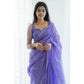 DEIANA'S Beautiful Designer Golden zari Soft Cotton Saree - Lavender - Swadesiicart