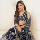 Aastha Fashion Black Butterfly Net White Cotton Thread Work And Sequence Work Embroidery Wedding Wear Lehenga Choli