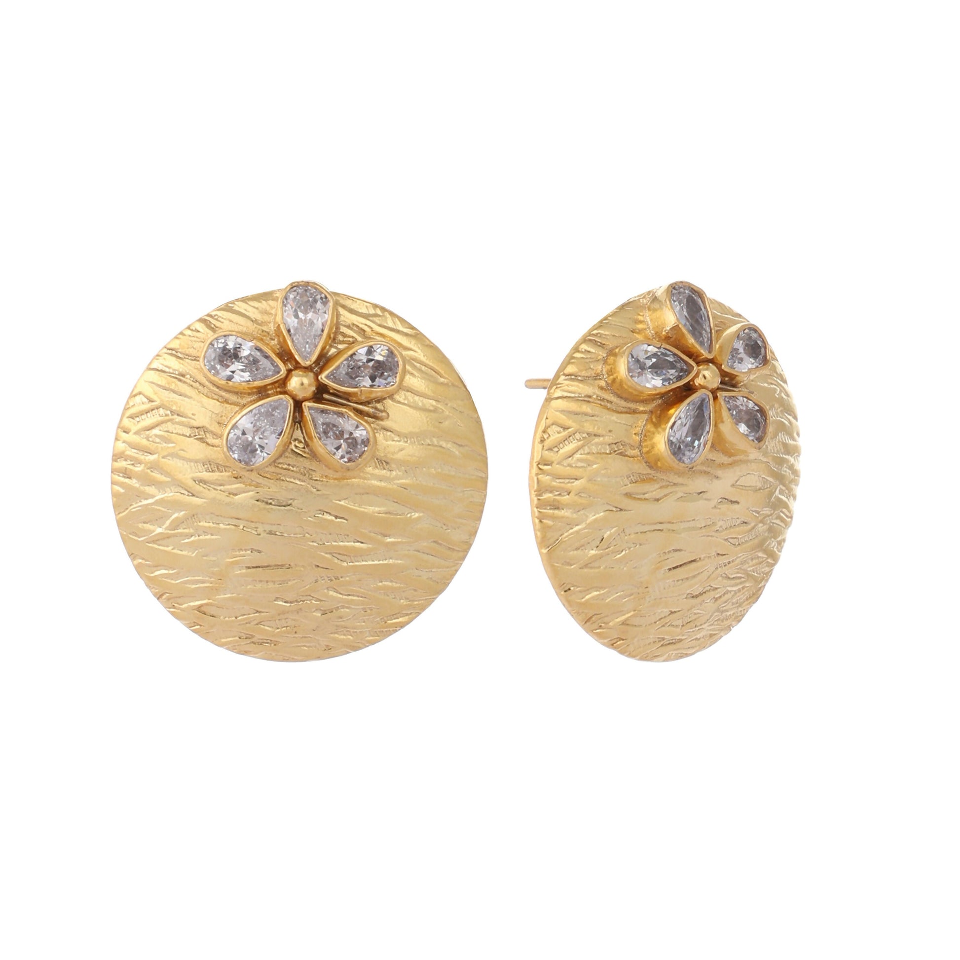Nuyug 22K Gold-Plated Floral Motif Stud Earrings | Swadesiicart