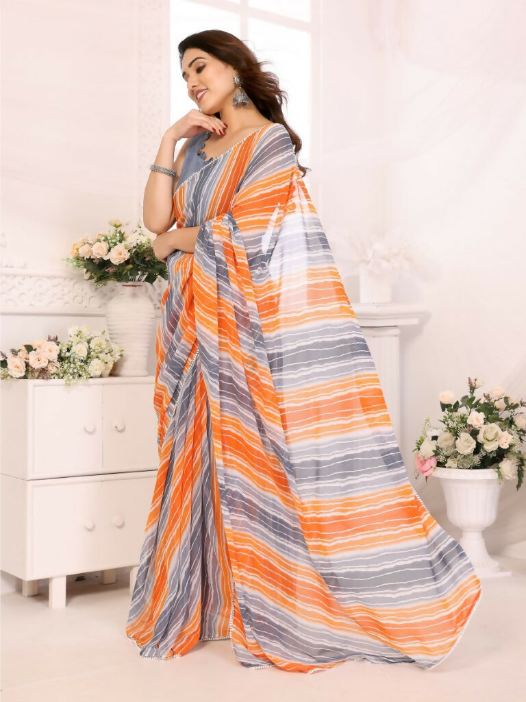 Designer Partywear Multi Georgette Fancy Saree - Satrangi | Swadesiicart