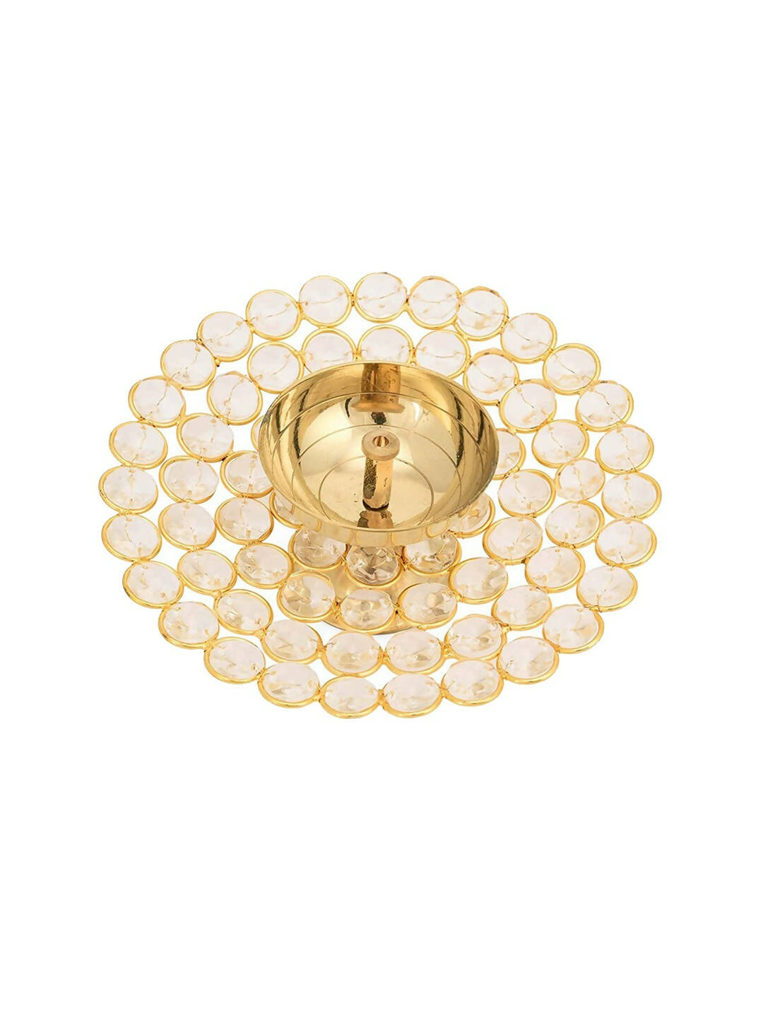 Craftvatika Gold-Toned Crystal Akhand Diya Oil Puja Lamp | Swadesiicart