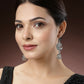 NVR Women's Silver-Toned Peacock Desing German Silver Oxidised Dome Shaped Jhumka Earrings | Swadesiicart