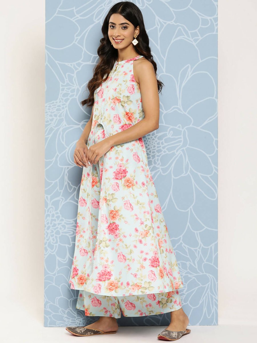 Ahalyaa Women's Traditional wear Co-ords - Blue - Swadesiicart