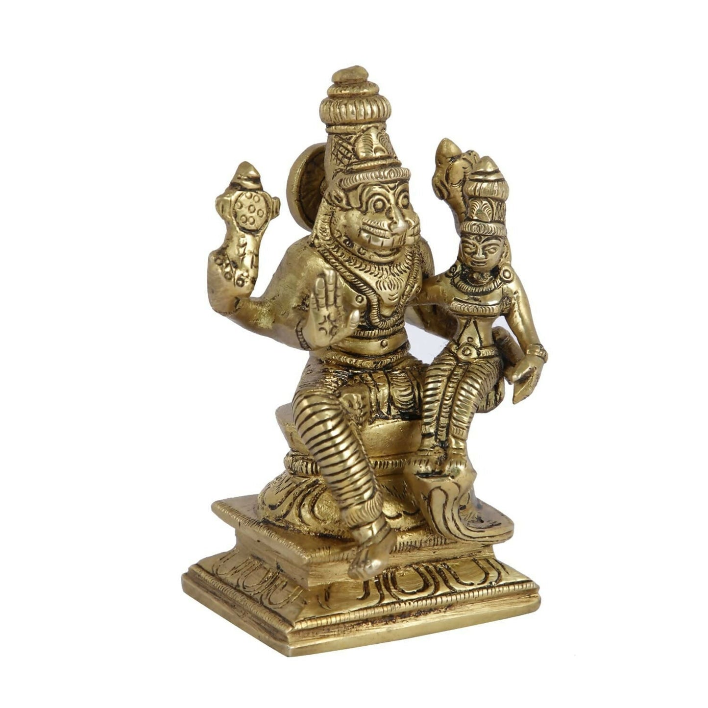 Craftvatika Lakshmi Narasimha Murti Brass Vishnu Laxmi Narayan Idol Statue - Swadesiicart