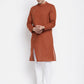 Even Apparels Brown Pure Cotton Men's Sherwani Kurta With Asymetrical Cut | Swadesiicart