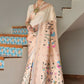 Vishnu Weaves Women's Cream Paithani Silk Zari Woven Saree with Blouse - Swadesiicart