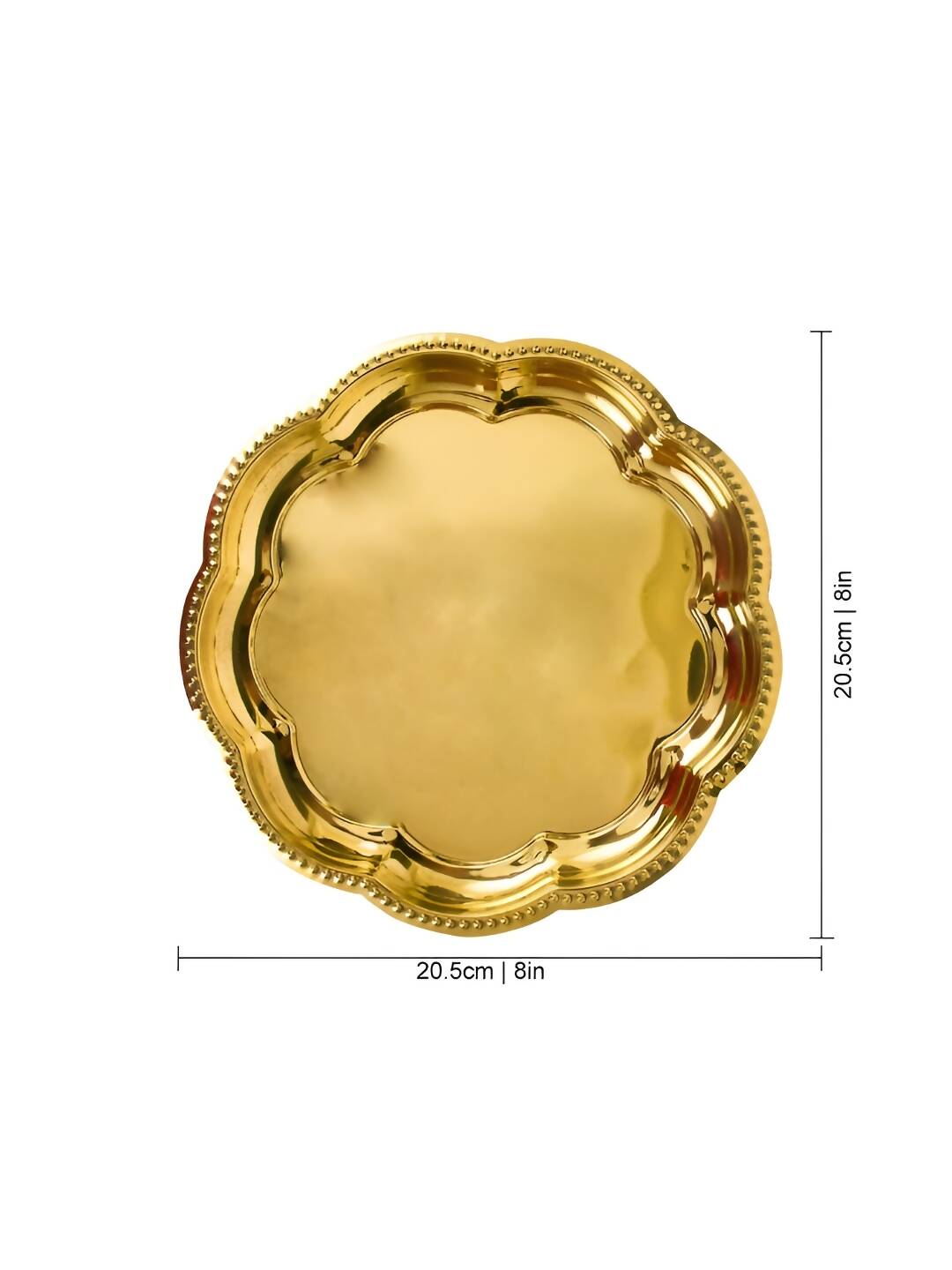 Spillbox Gold-Toned Brass Zig Zag Round Thali Round Pooja Essential | Swadesiicart