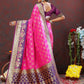 Lorenvalley Fashion Magenta & Wine Patola Silk Woven Design Meenakari Weaving Saree - Swadesiicart