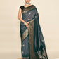 Joban Fashion Grey & Black Plain With Weaving Border Banarasi Silk Sarees | Swadesiicart