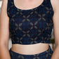 Miravan Women's Blue Abstract Print Crop Top And Side Slit A-Line Skirt Co-Ord Set - Swadesiicart