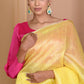 Very Much Indian Pure Linen Silk Saree With Sleek Border - Yellow | Swadesiicart