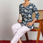 Aavyora Women's Navy Blue & White Floral Printed Tunic