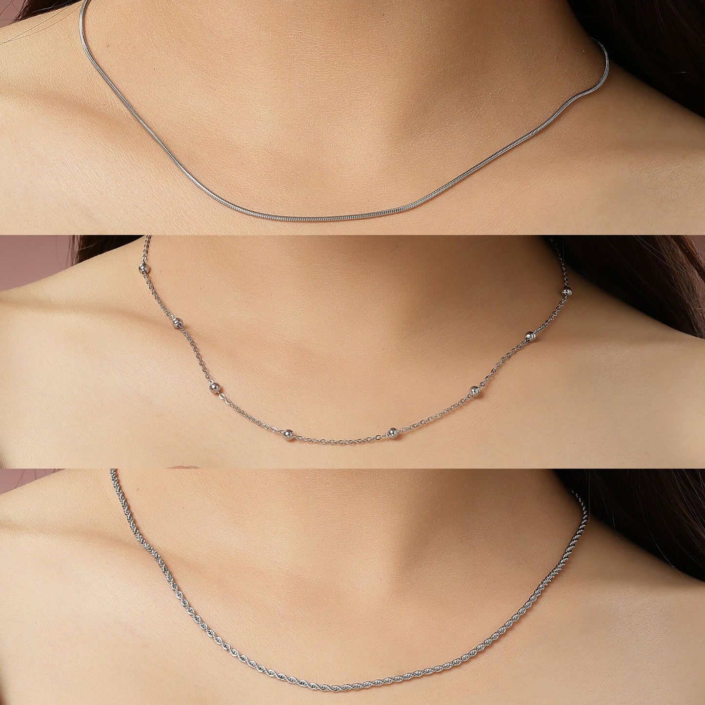NVR Women's Set of 3 Silver-Toned German Silver Oxidised Chain | Swadesiicart