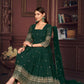Jyoti Fashion Women's Golden & Bottle Green Georgette Embroidered Anarkali Kurta Pant Set With Dupatta | Swadesiicart