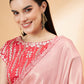 Light Pink Satin Georgette Laser Cut Floral Embroidery , Resham, Zari And Cord Embroidery Saree - Norita Hit Design - Swadesiicart