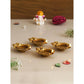 eCraftIndia 4 Pieces Beige Lakshmi & Lord Ganesha Diyas | Swadesiicart