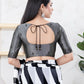 Joban Fashion Black Shimmer Elbow Sleeveless Front Open Blouse - Swadesiicart