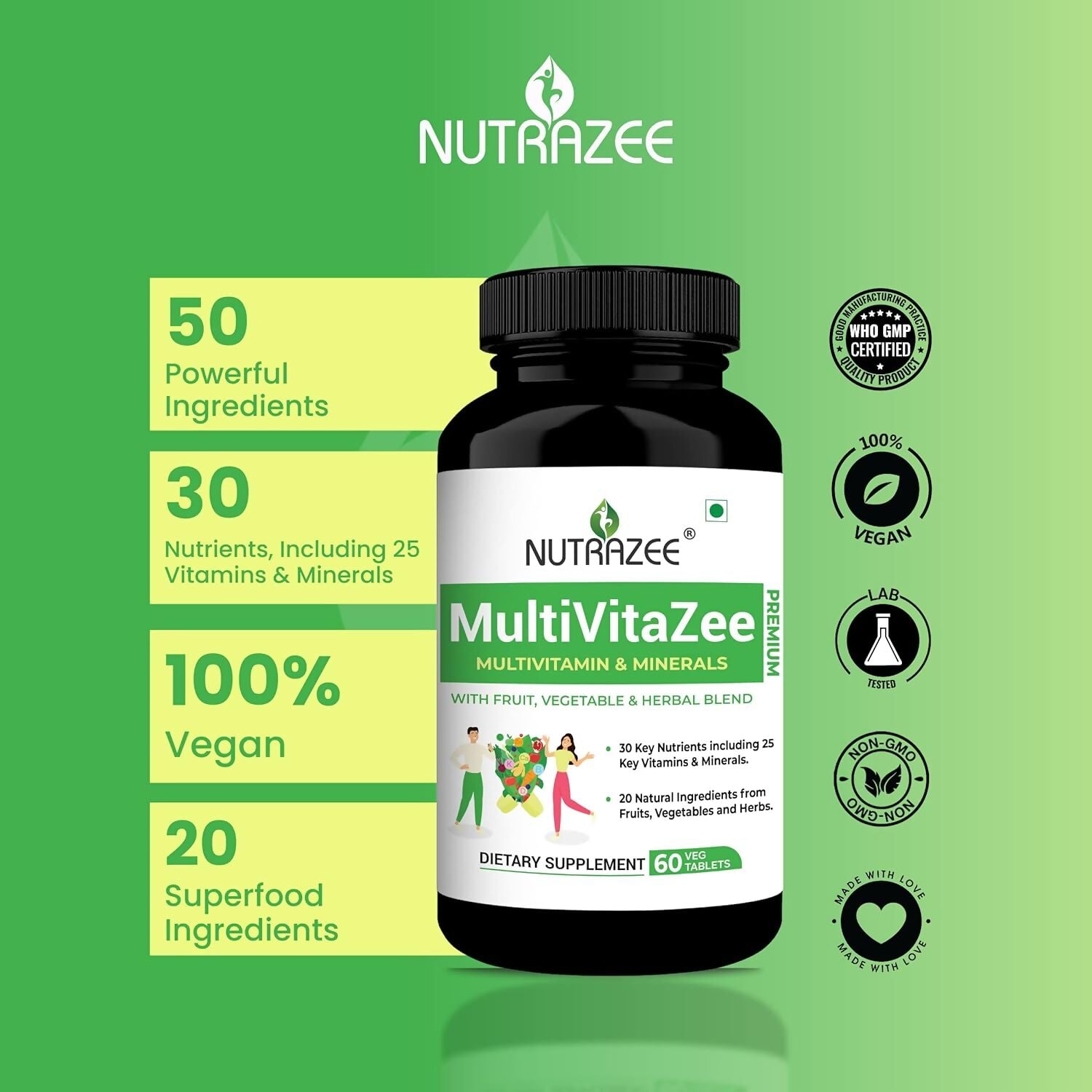 Nutrazee MultiVitaZee Multivitamin & Minerals Tablets - Swadesiicart