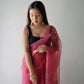 Vamsee Pink Organza Saree - Swadesiicart